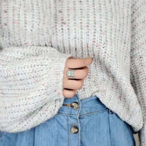 Vintage Bohemian Turquoise Statement Band Ring