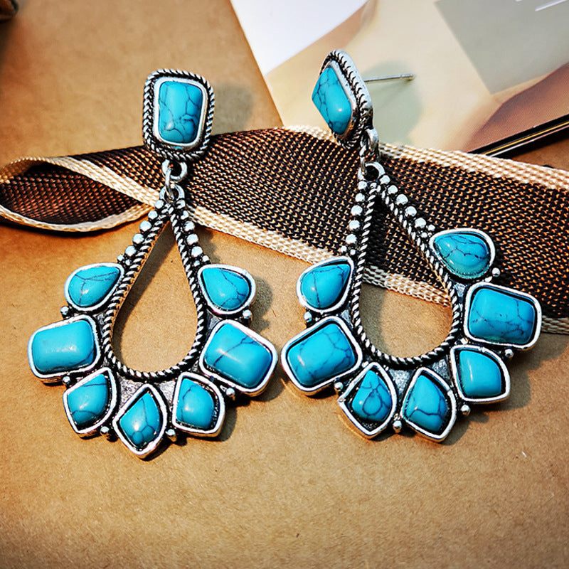 Vintage Silver Plated Turquoise Drop Earrings