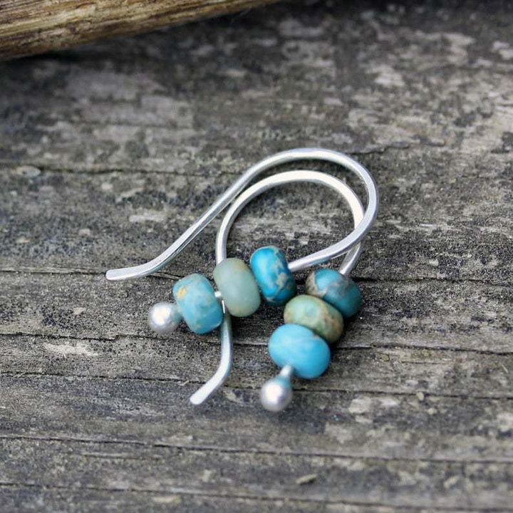 Minimalist Boho Style Turquoise Bead Hook Earrings