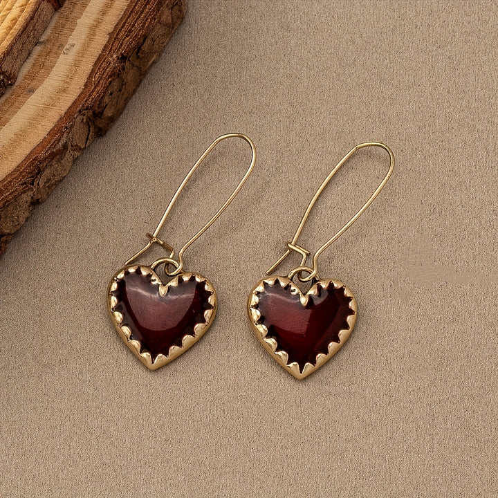 Vintage Bohemian Resin Red Drip Heart Earrings