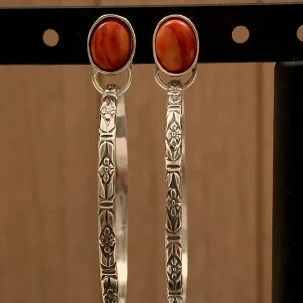 Vintage boho oorbellen met onyx