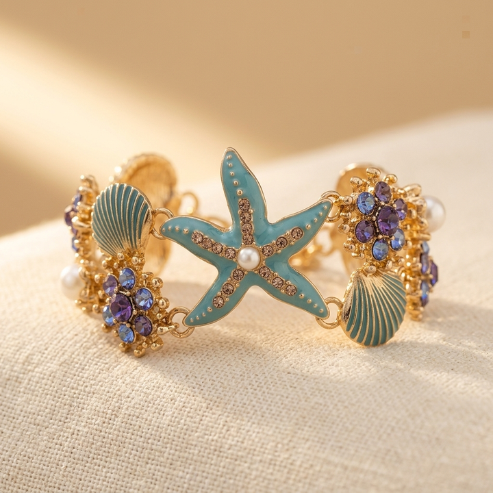 Coastal Shell Bead Pendant Bracelet