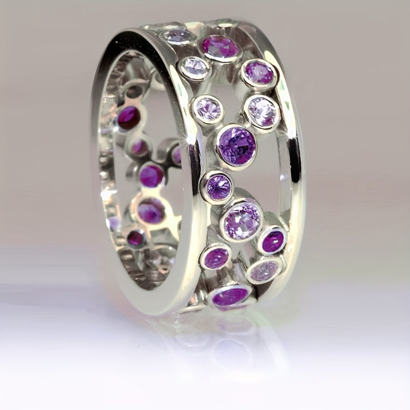 Elegante verzilverde ring met sprankelende zirkonia