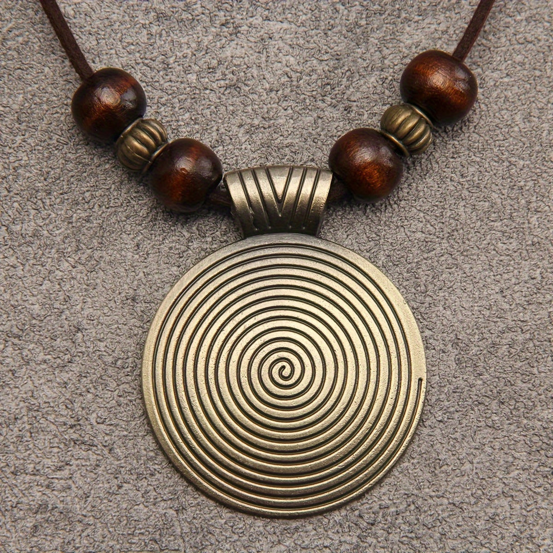 Vintage Twelve Constellations Wooden Beaded Pendant Necklace