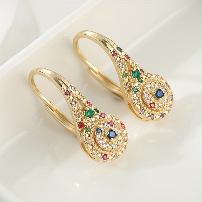 Elegante weelderige retro oorbellen met meerkleurige zirkonia