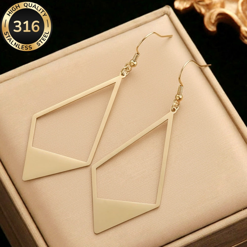 Gold-Plated Geometric Stainless Steel Pendant Earrings