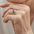 Vintage blauwe kristallen ring