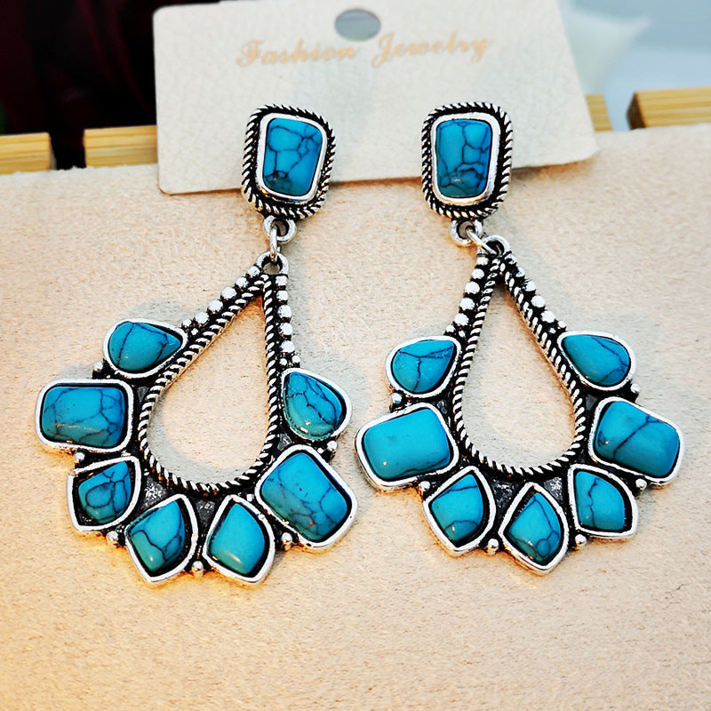 Vintage Silver Plated Turquoise Drop Earrings