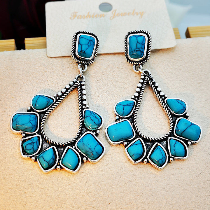 Vintage Silver Plated Turquoise Drop Earrings