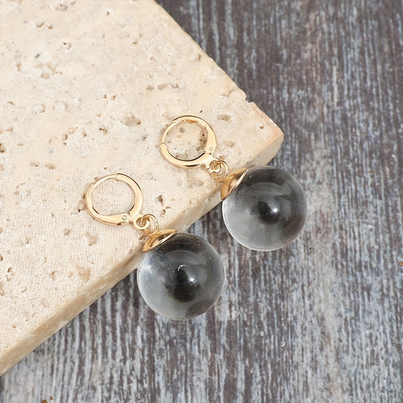 Minimalist Round Glass Pendant Dangle Earrings