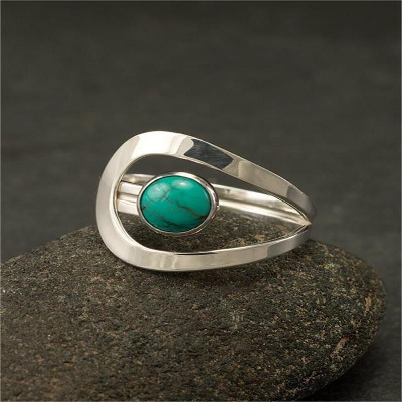 Minimalistische moderne turkooizen open ring