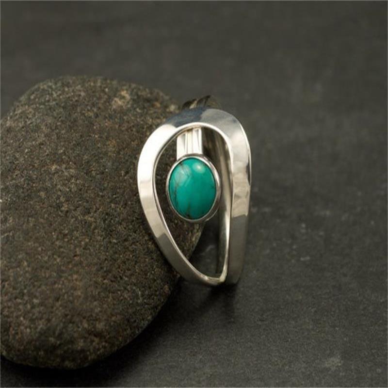 Minimalistische moderne turkooizen open ring