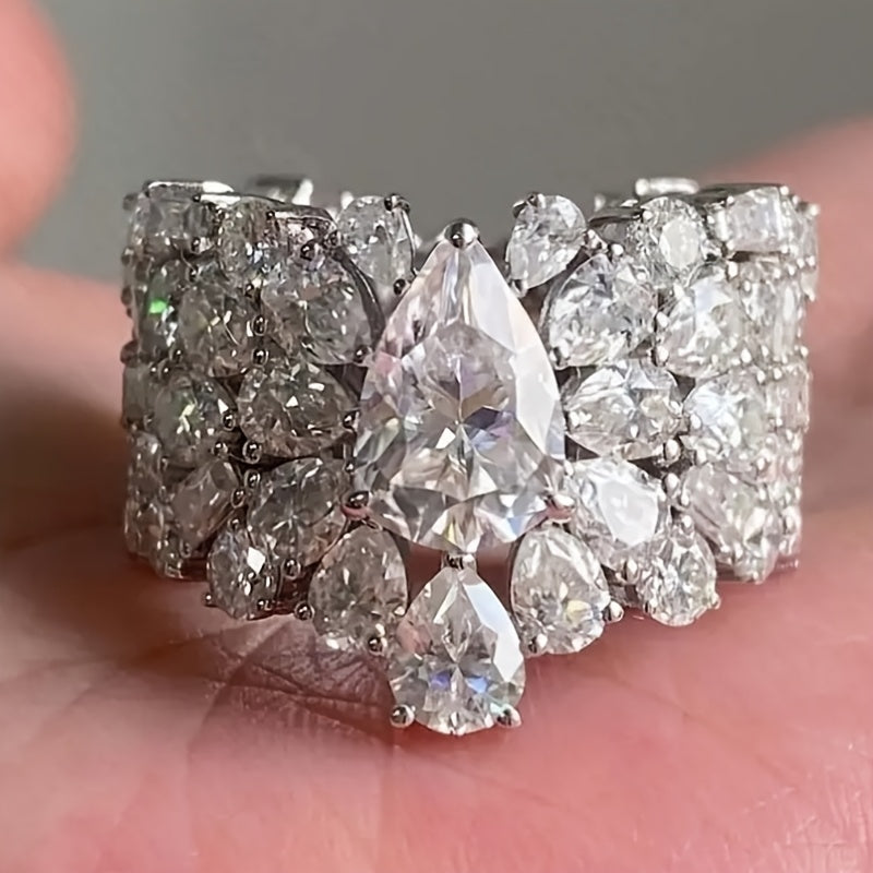 Elegante witgoud vergulde romantische trouwring met zirkonia