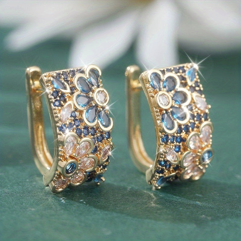 Vintage Emerald Earrings Gold Drop