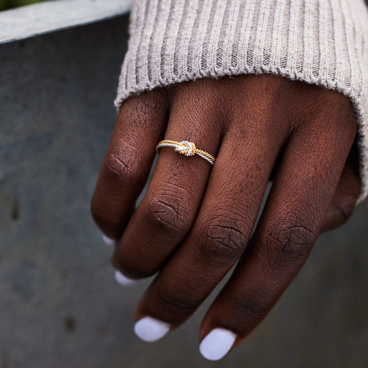 Handcrafted Mother & Daughter Bond Two Strand Knot Ring