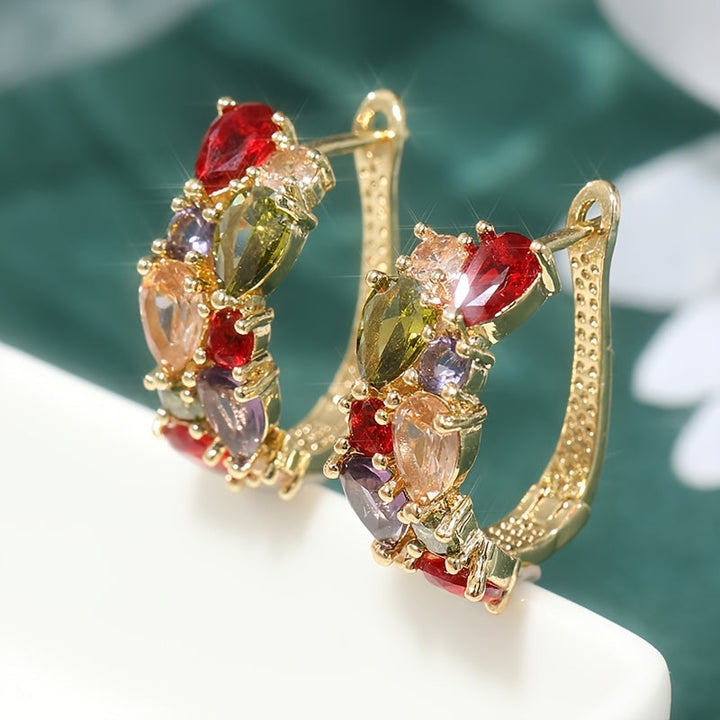 Elegant Multi Colored Zirconia Teardrop Shape Earrings