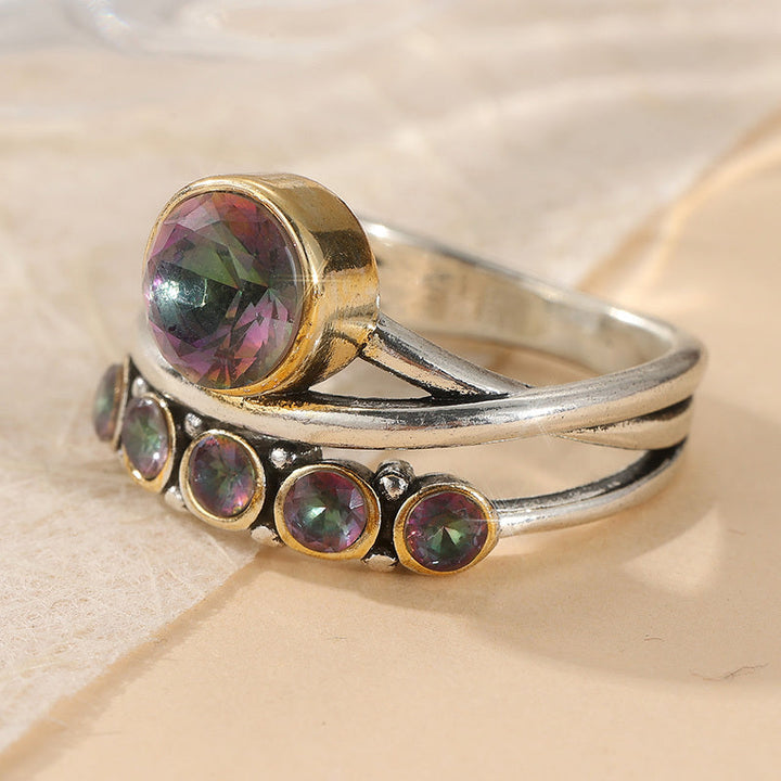 Elegant Bohemian Artistic Cubic Zirconia Inlaid Ring