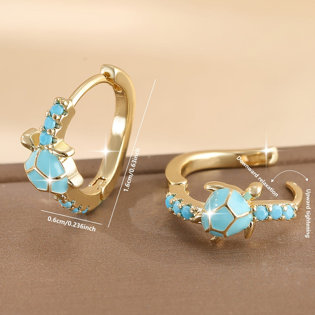 Vintage Turquoise Turtle Round Hoop Earrings