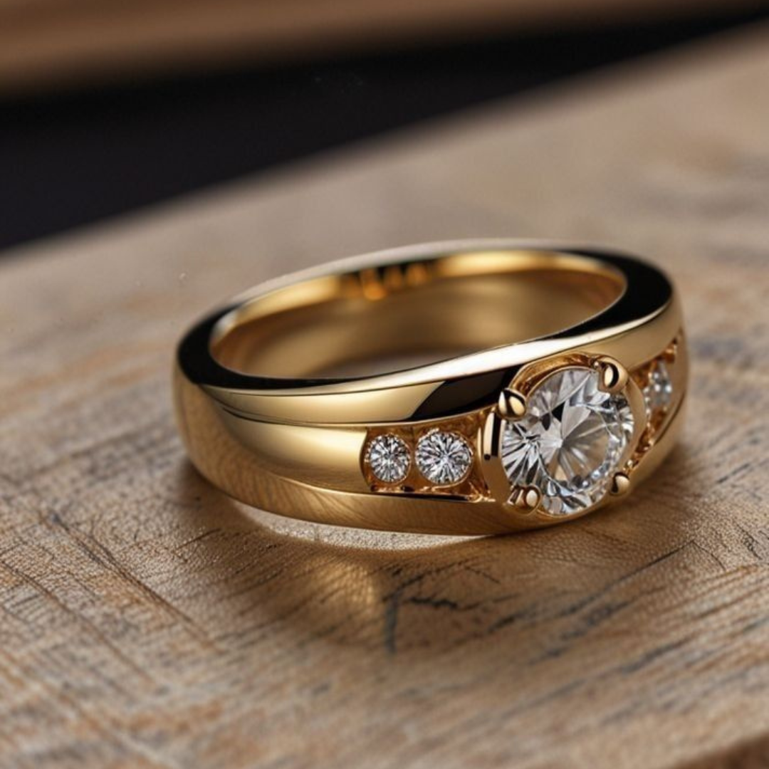 Elegante vergulde brede statement ring met zirkonia kristallen