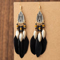 Bohemien overdreven retro stijl veer oorbellen