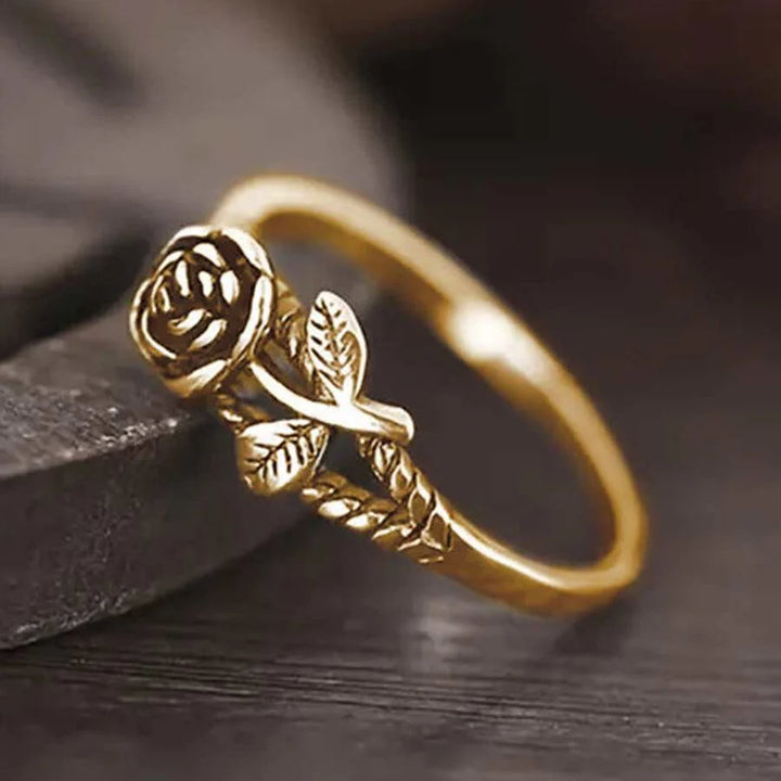 Elegant Retro Style Rose Flower Ring