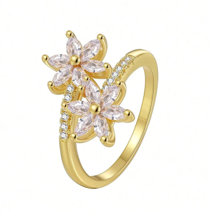 Elegant Vintage Design Cubic Zirconia Ruby Flower Wrap Ring Ring