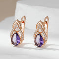 Vintage Gold Plated Purple Cubic Zirconia Drop Earrings
