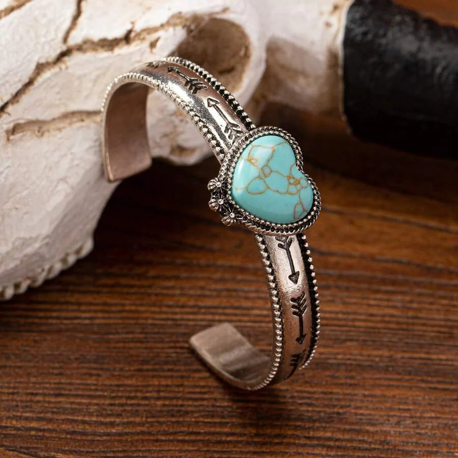 Western slavenarmband met hartvormige turkooizen steen