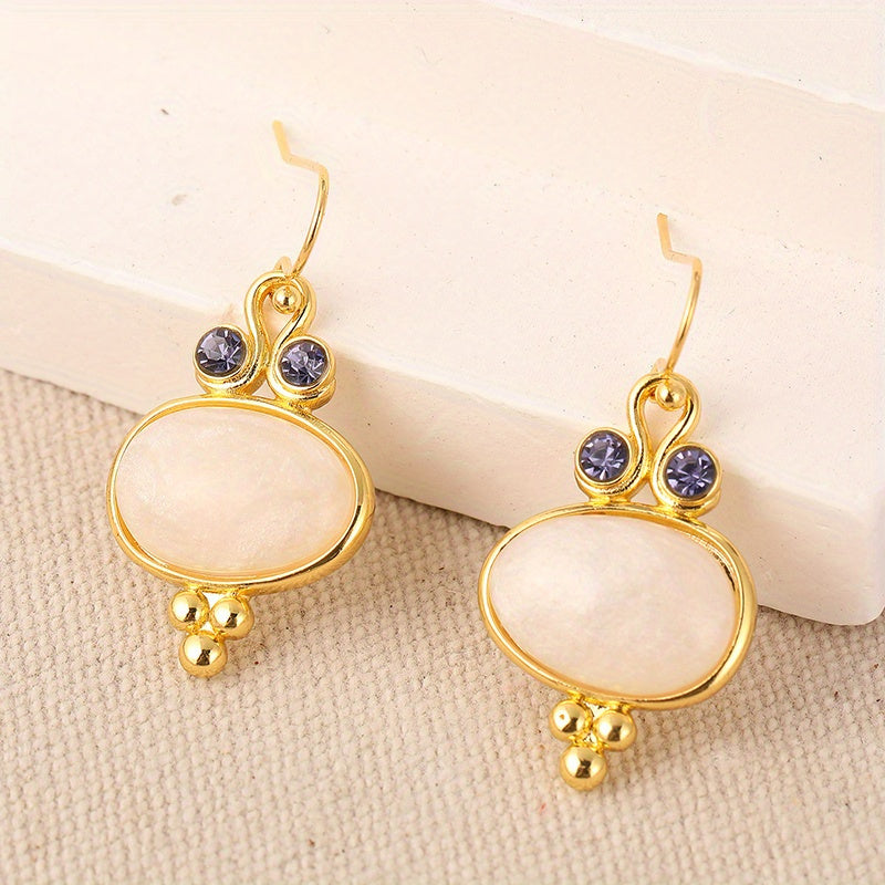 Elegant Retro Gold Plated Oval Dangle Earrings