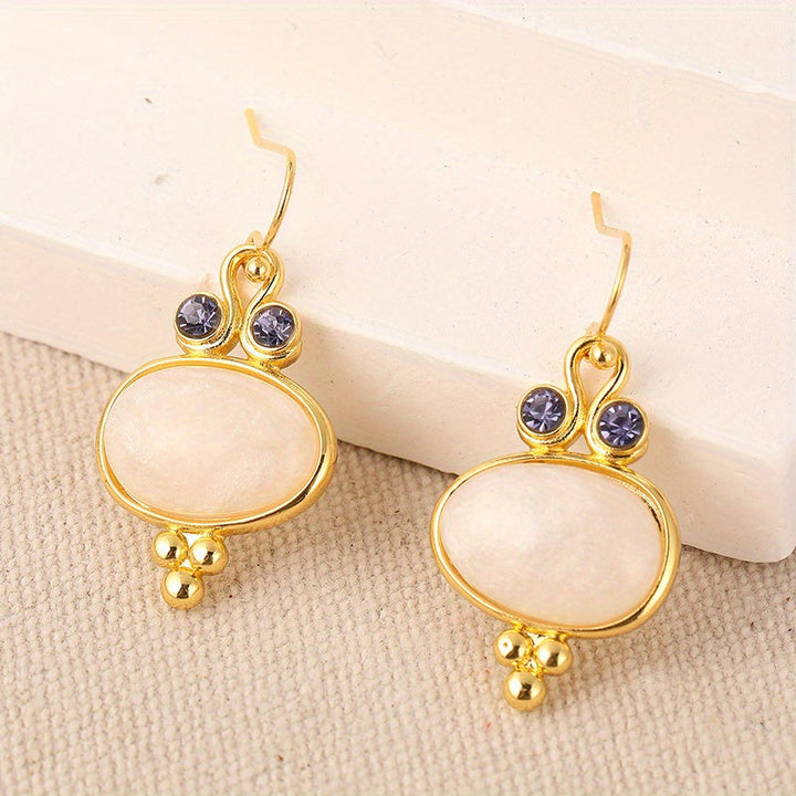 Elegant Retro Gold Plated Oval Dangle Earrings