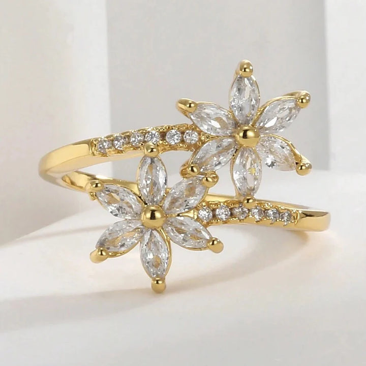 Elegant Vintage Design Cubic Zirconia Ruby Flower Wrap Ring Ring