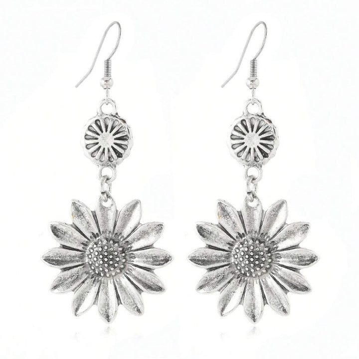 Vintage Bohemian Sunflower Pendant Earrings