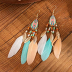 Bohemien overdreven retro stijl veer oorbellen