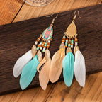 Bohemien overdreven retro stijl veer oorbellen