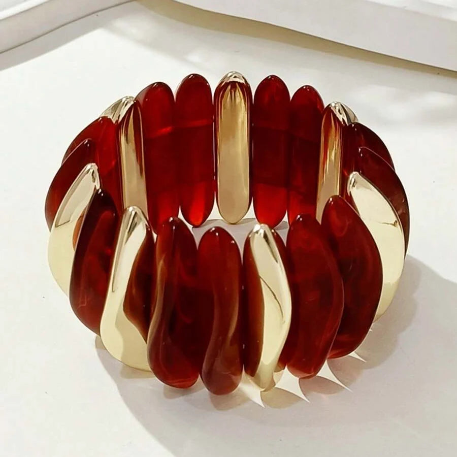 Bohemian Retro Geometric Thick Acrylic Beaded Bracelet