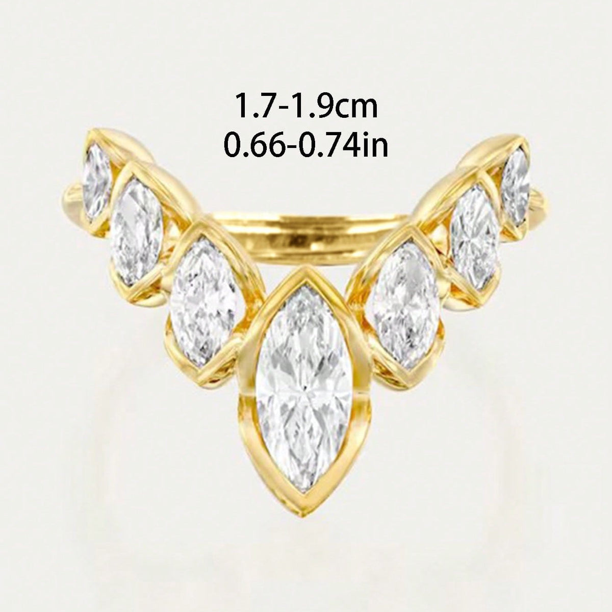 Geometrische V-vormige vergulde bloemblad ring met zirkonia steen