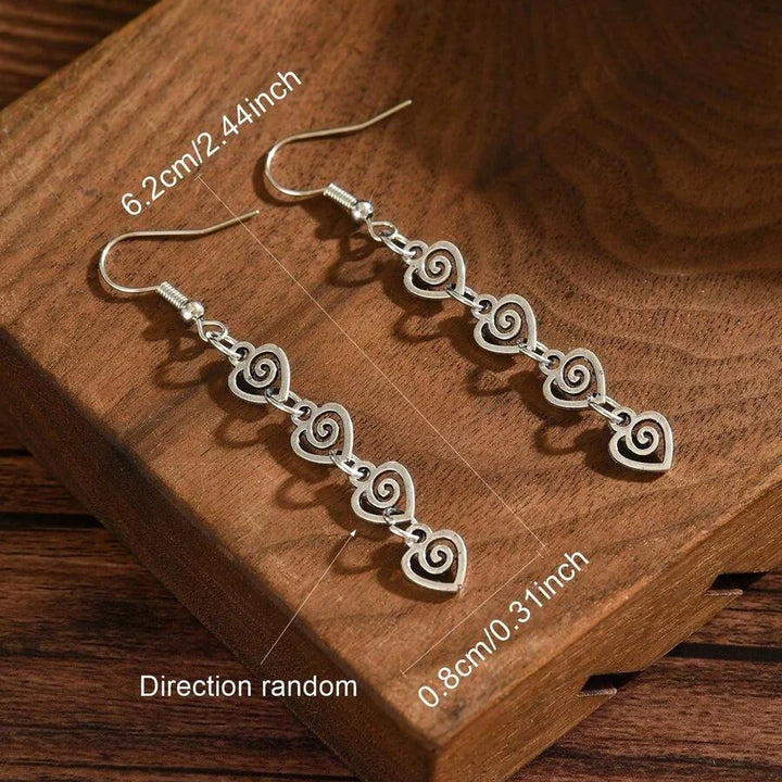 Retro Distressed Geometric Spiral Swirl Dangle Earrings