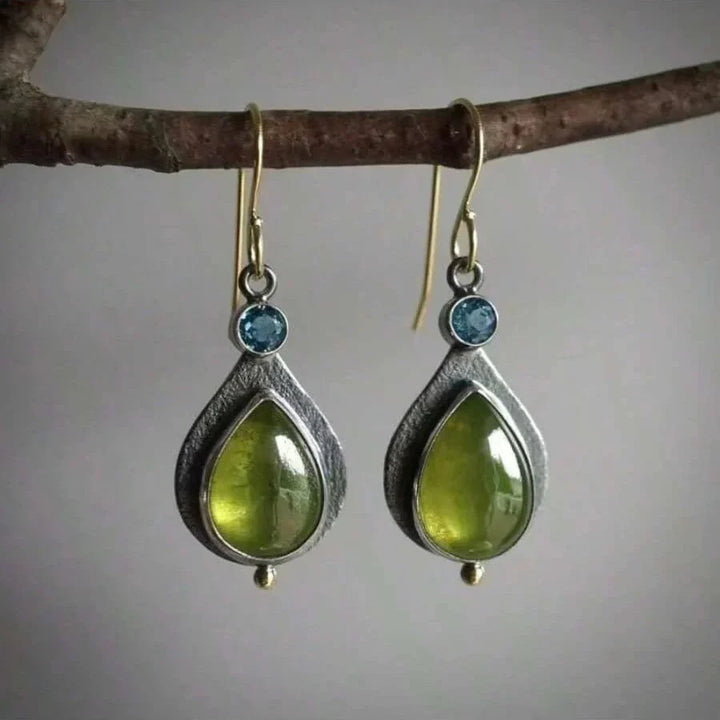 Vintage Bohemian Olive Green Cube Zirconia Earrings