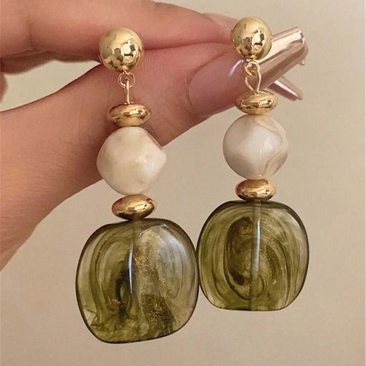 Vintage Asymmetrical Tie Dye Acrylic Long Pendant Earrings
