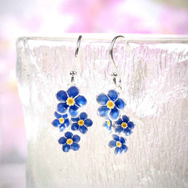 Vintage bohemien oorhangers met blauw emaille