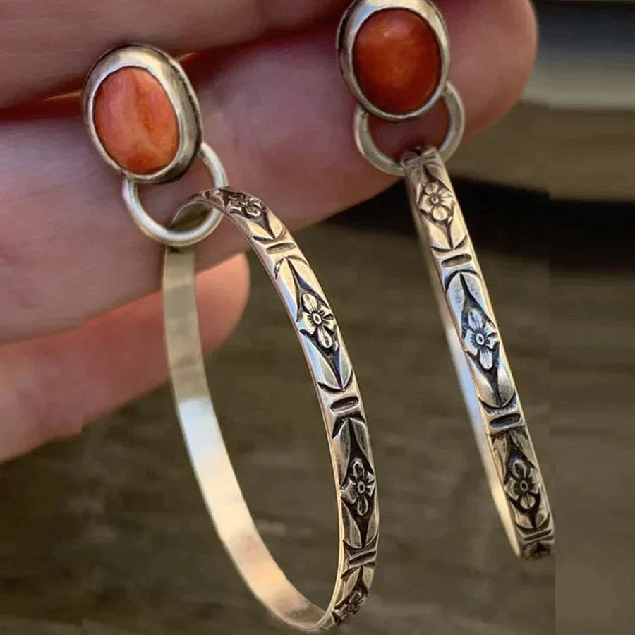 Vintage boho oorbellen met onyx
