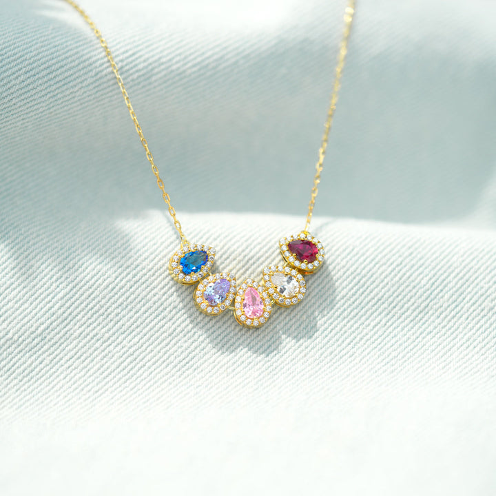 Tears of Joy Teardrop Family Birthstone Necklace