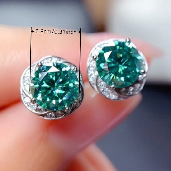 Elegant Sparkling Inlay Green Zirconia Flower Stud Earrings