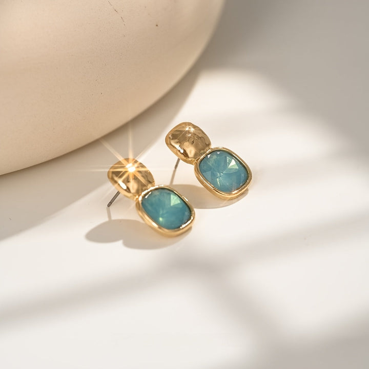 Vintage Gold-Tone Geometric Square Earrings
