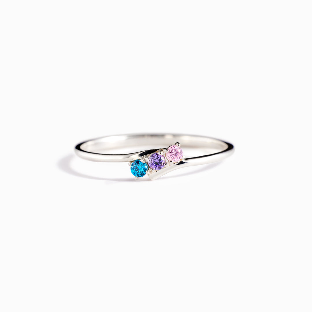 Gepersonaliseerde bypass ring met 1-6 familiegeboortestenen
