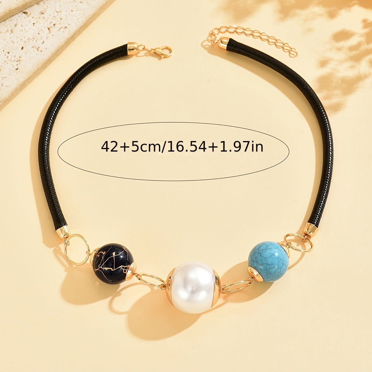 Bohemien minimalistische parel en turkoois kralen ketting