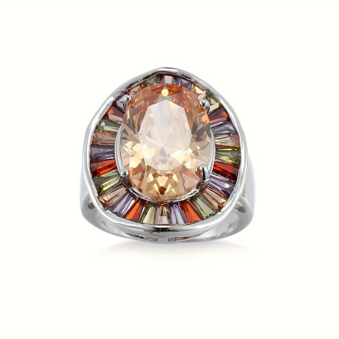 Romantic Oval Champagne Colored Zircon Stones Ring