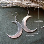 Vintage retro verzilverde oorhangers met maandesign