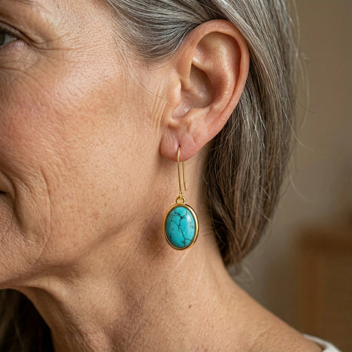 Turquoise 925 Sterling Silver Teardrop Dangle Earrings