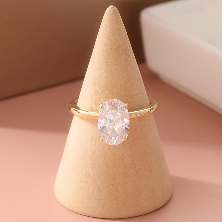 Elegant Oval Cut Zirconia Engagement Stacked Ring Set
